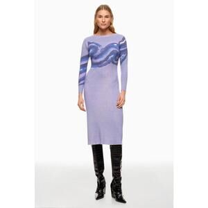 Prabal Gurung x RTR Purple Tie-Dye Crew Neck Sweater Dress Size XS